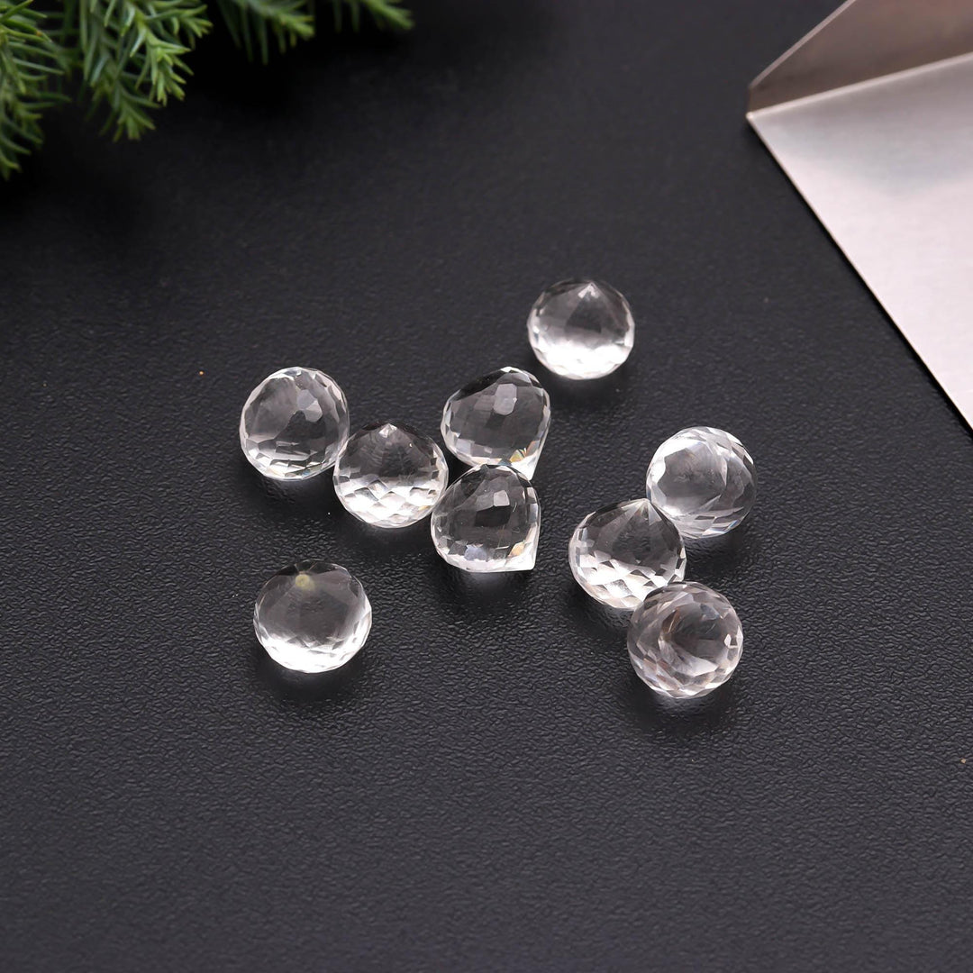 Natural Crystal Quartz Onion Shape Briolette's, Crystal Onion Shape Beads, Faceted Onion Carving for Jewelry, 10 MM, Wholesale Gemstone
