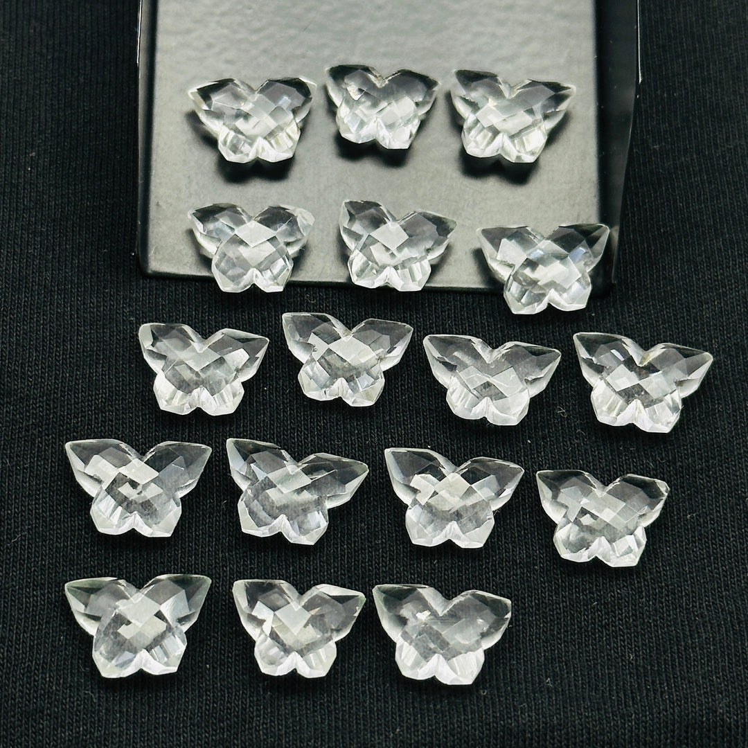 Natural Crystal Quartz Butterfly Shape Gemstone Beads, Handmade Faceted Butterfly Shape Carving Beads, Crystal Briolettes Beads 14x10 MM