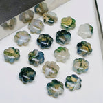 Load image into Gallery viewer, 2,3,4,5 Pcs Natural Moss Agate Hand Carved Flower Shape, Carved Flower Shape Gemstone For Jewellery, Flower Shape Gemstone, 10 mm