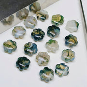 2,3,4,5 Pcs Natural Moss Agate Hand Carved Flower Shape, Carved Flower Shape Gemstone For Jewellery, Flower Shape Gemstone, 10 mm