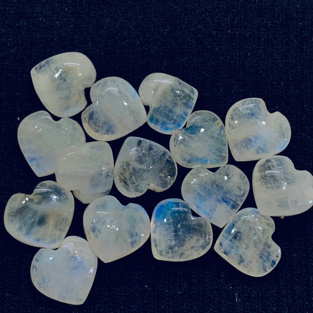 5,6,7,8,9,10 pcs Natural Rainbow Moonstone smooth Heart Shape Gemstone, Loose Gemstone, Carved Gemstone, Gemstone For Jewellery10mm