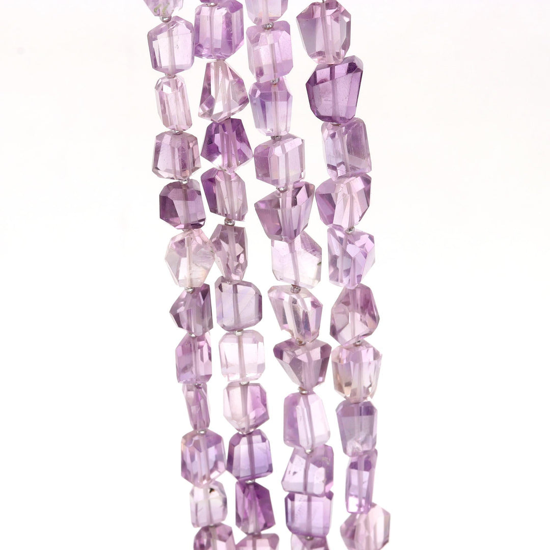 AAA Natural Pink Amethyst Faceted Tumble Beads ~ 6X8 MM Pink Amethyst Nuggets Shape Beads ~ 8" Strand Fancy Jewelry Making Beads Loose Beads