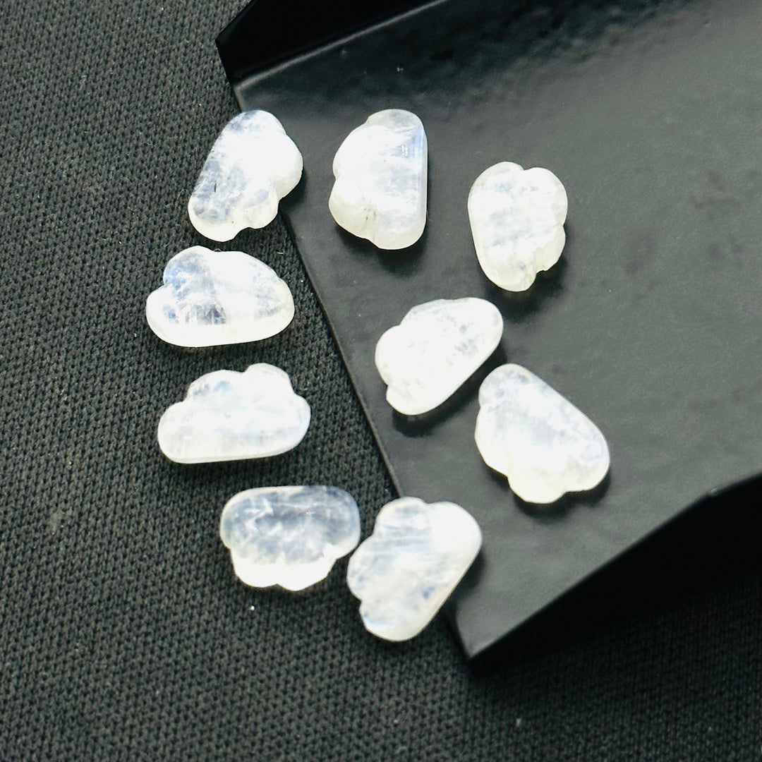 2,3,4,5 pcs Natural Rainbow Moonstone Cloud Shape Smooth Carved Gemstone Jewlery Making, Loose Gemstone, Smooth Gemstone 10X7mm