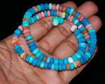 Load image into Gallery viewer, Multi Disco Ethiopian Opal Smooth Beads, AAA Multi Opal Rondelle Beads, Multi Rainbow Fire Beads, Loose Opal Beads, 6-8 MM, Blue &amp; Pink Opal