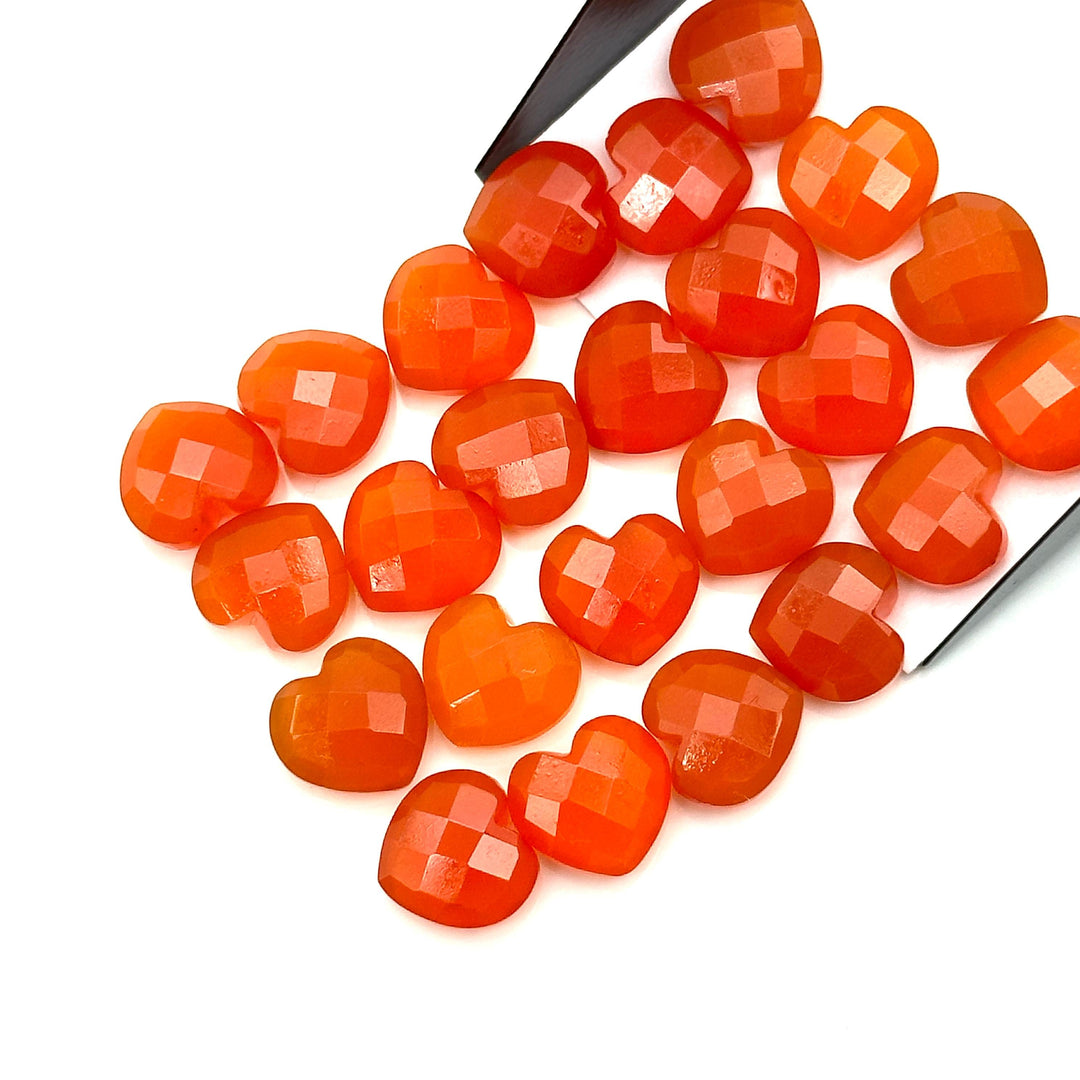 AAA Carnelian Heart Shape Briolette's, Natural Carnelian Faceted Heart Shape Beads, AAA Hand Carved Heart Charm, Jewelry Making Beads 12 MM