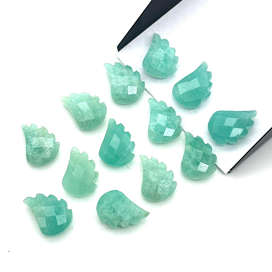 Natural Amazonite Leaf Shape Beads, Amazonite Leaf Shape Briolette's, Faceted Fancy Carvings for Jewelry, 11X15 MM, Wholesale Gemstone Beads