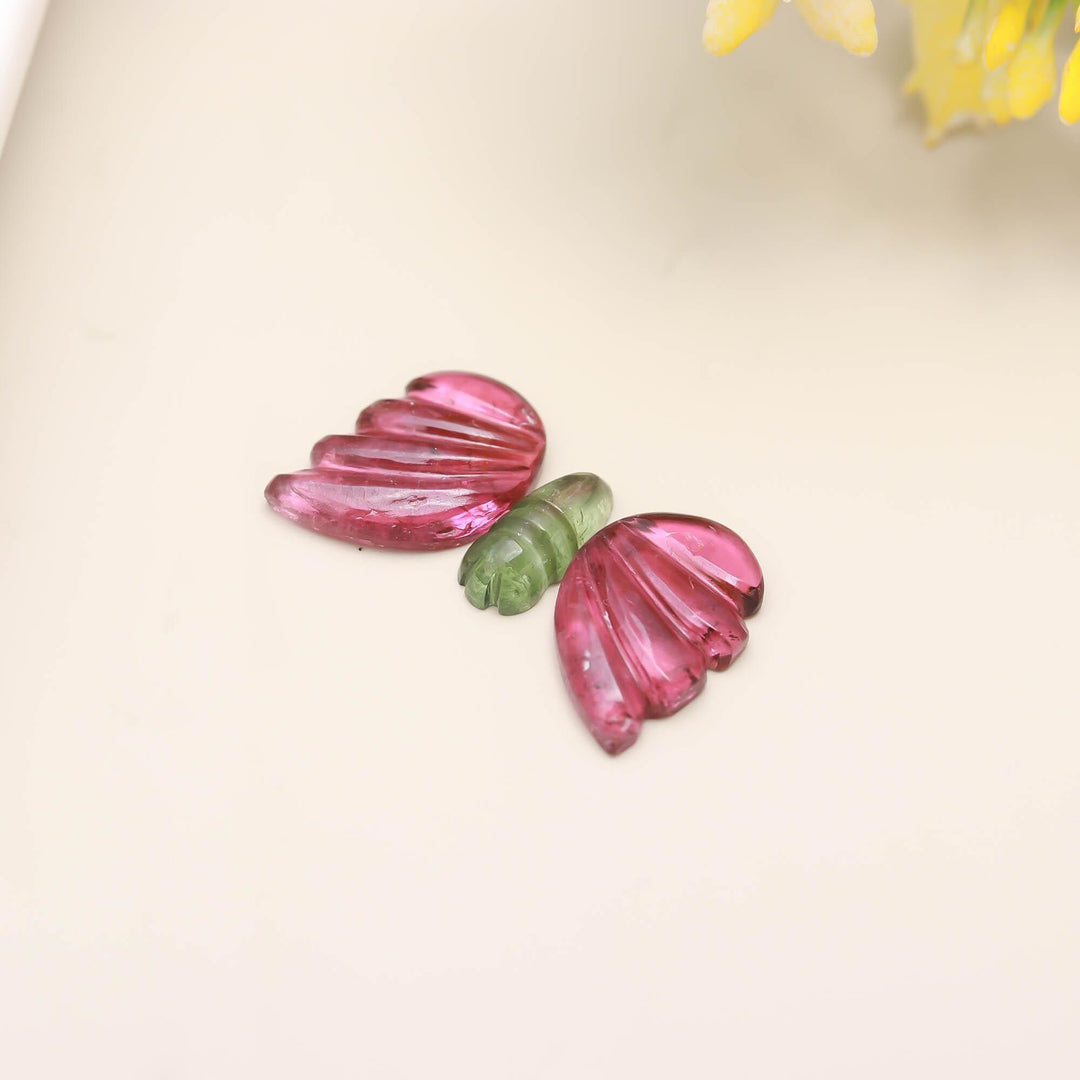Carved Tourmaline Butterfly Beads: AAA Grade, 14-10mm, Jewelry Making