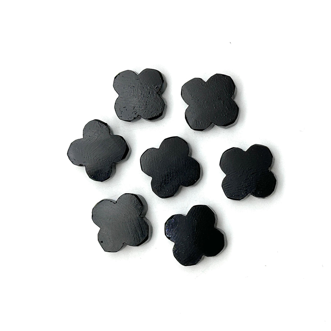 Natural Black Onyx Clover Shape Beads, Four Leaf Clover Shape Gemstone, Loose Wholesale Beads for Jewelry Making, Loose Beads, 12 MM