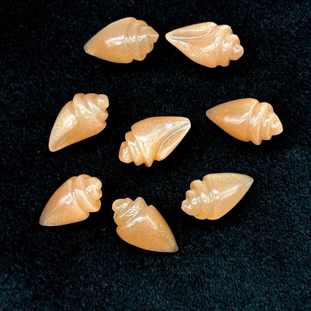 Natural Peach Moonstone Conch/Snail Shell Shape Carving, Moonstone Hand Carved Shell Shape Gemstone Beads, 18X10 MM Moonstone Loose Shell