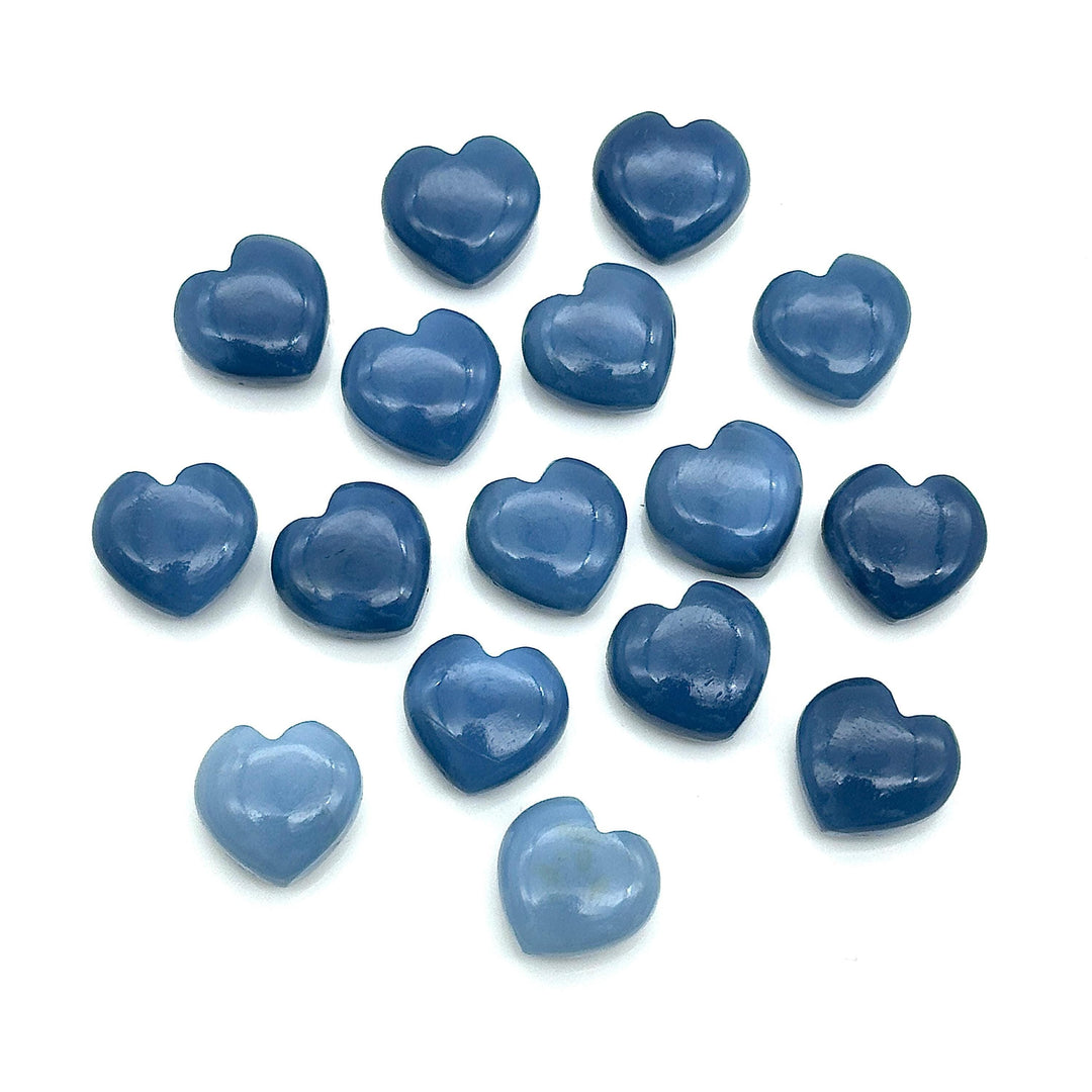 Blue Opal Heart Briolette Beads: Hand Carved Smooth Gemstone, 12mm