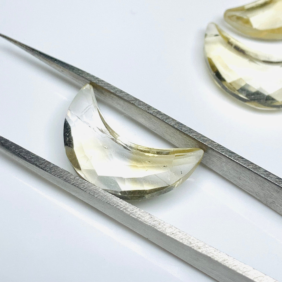 Natural Citrine Hand Carved Moon Shape Beads, AAA Citrine Faceted Crescent Moon Briolette's for Jewelry Making, 17 MM