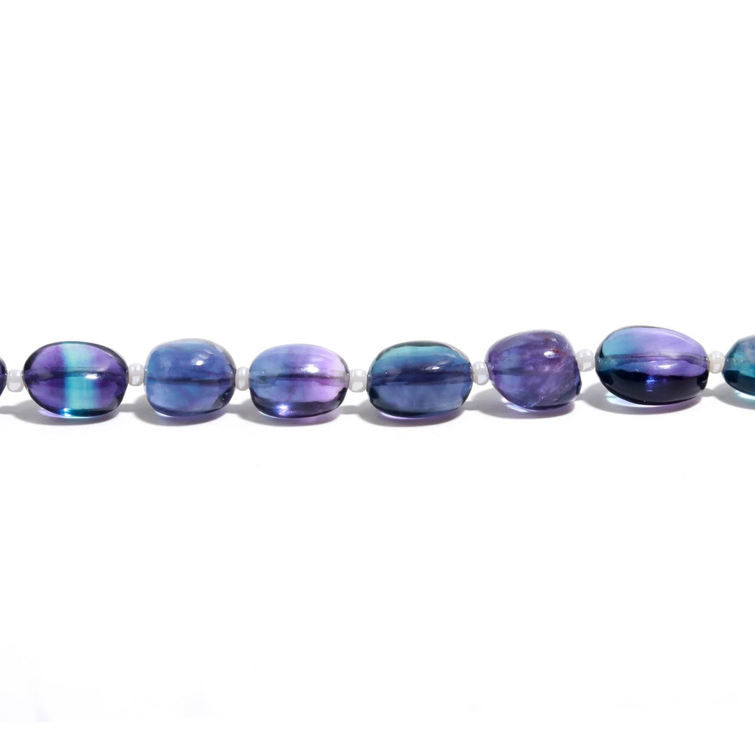 Multi Fluorite Tumble Gemstone Beads: 8" Strand, 6-8mm