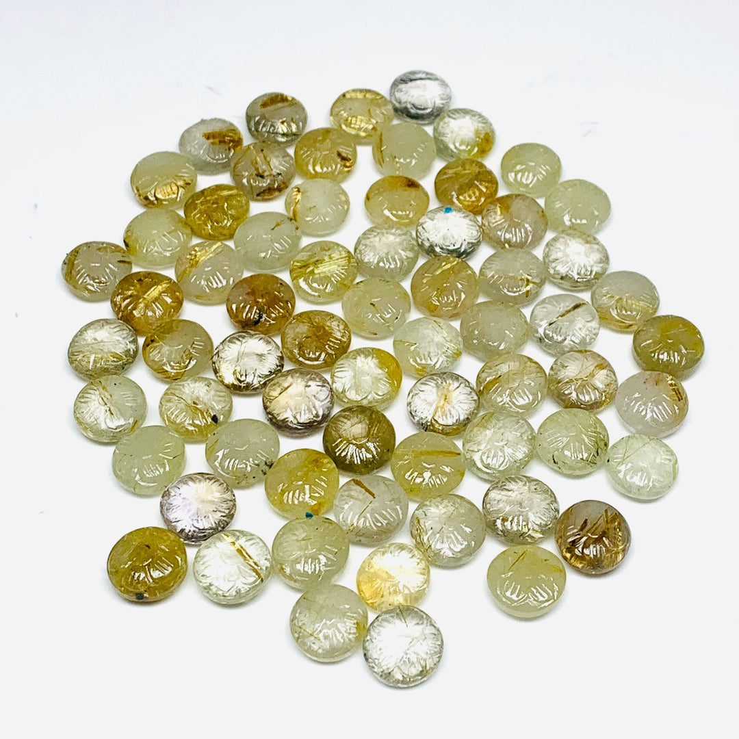 5,6,7,8,9 pcs Natural Golden Routile Fancy Shape Carved Gemstone, Loose Gemstone, Fancy Shape Gemstone For Jewellery, 11 mm