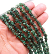 Natural Emerald Uncut Beads Strand, AAA Green Emerald Chips Beads for Jewelry Making, 16