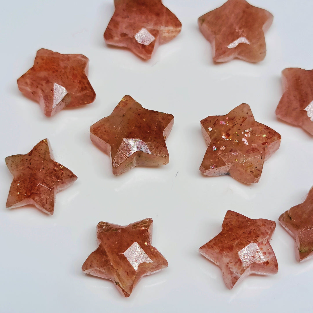 AAA Sunstone Star Shape Briolettes, Natural Red Sunstone Star Shape Gemstone Beads for Jewlery Making, Sunstone Star Beads for Crafts, 10 MM