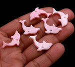 Load image into Gallery viewer, 1 pc AAA Mother of Pearl Dolphin Shape Carving, Pink Pearl Dolphin Shape Beads, Top Drill Fish Charms for Jewelry Making, 23 MM, 1 PC