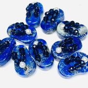 1 Pair, 100% Natural Lapis Lazuli Slipper Shape Gemstone, Carved Gemstone, Loose Gemstone, Slipper Shape Gemstone, Carved Slippers, 18X11 mm