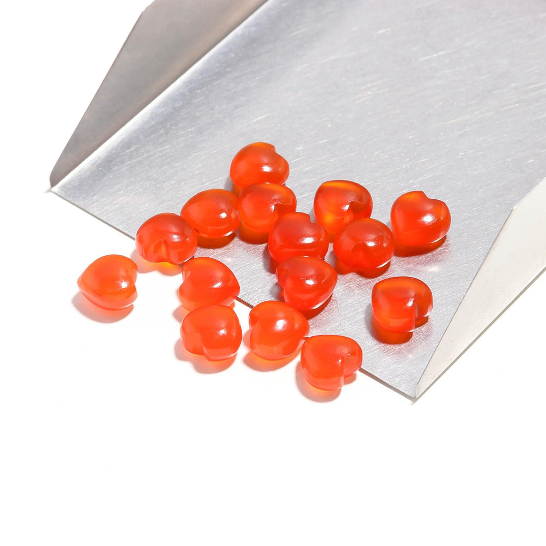 Genuine Carnelian Heart Shape Beads, Orange Carnelian Heart Shape Charms, Mini Plain Heart Briolette's for Jewelry Making, 8 MM