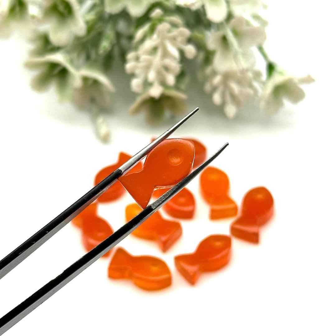 Natural Carnelian Fish Charm Beads, Fancy Fish Shape Carved Gemstone, 7X14 MM Loose Gemstone Fishes For Jewelry Making, Fish DIY Beads