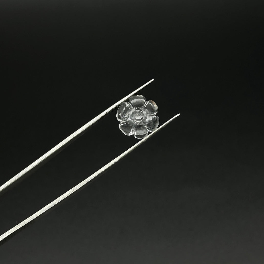Natural cc Shape Beads, Clear Crystal Flower Shape Carving, Jewelry Making Loose Gemstone Charms, 12 MM, Carved Crystals