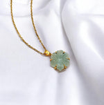 Load image into Gallery viewer, Natural Carved Aquamarine Flower Pendant, Carved Aqua Flower Necklace For Her, 19mm Flower, Soothing Stone Necklace for Her Healing Necklace