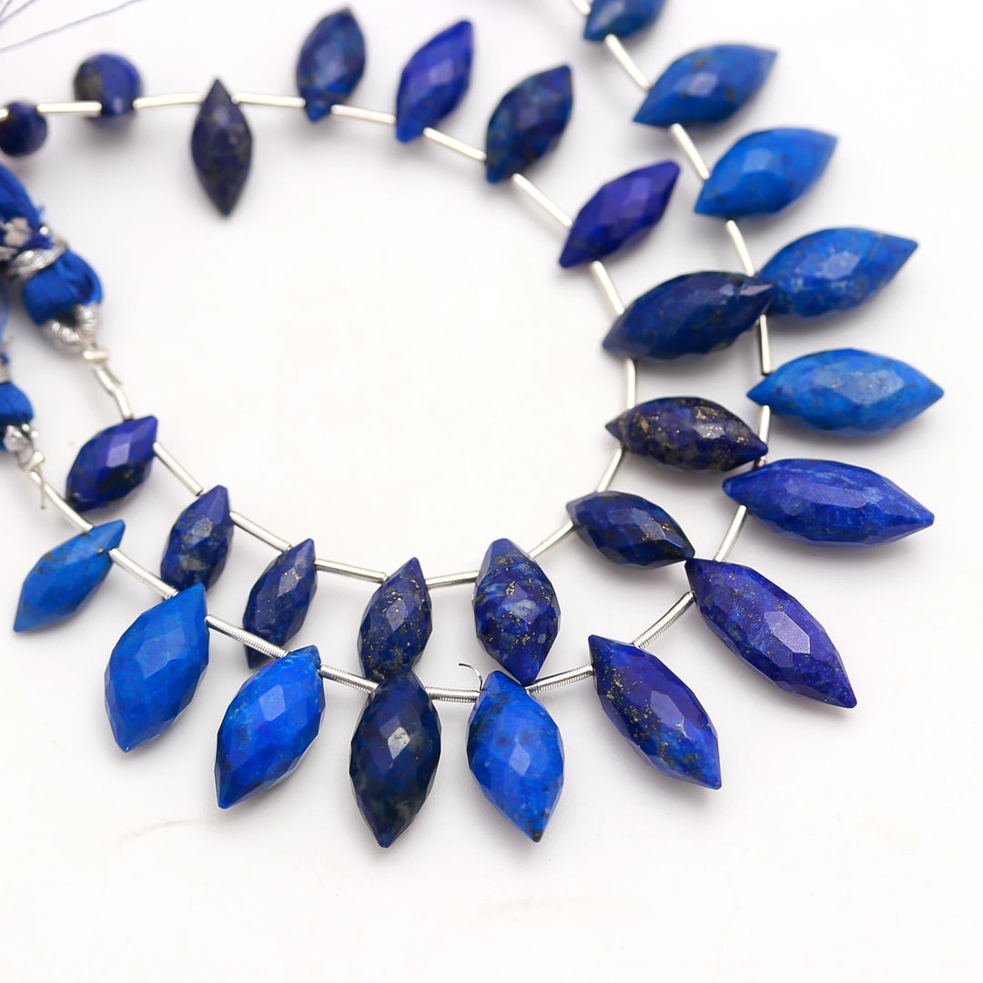 Natural Lapis Lazuli Faceted Pencil Shape Beads, Blue Lapis Pencil Shape Side Drill Beads, Pencil Shape Carving for Jewelry 4 Inch, 11-13 MM