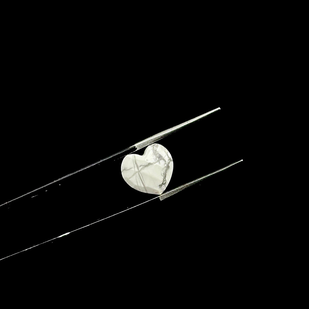 White Howlite Heart Shape Briolette's, Howlite Faceted Heart Shape Beads, Hand Carved Gemstone, Jewelry Making Charms, 10 MM