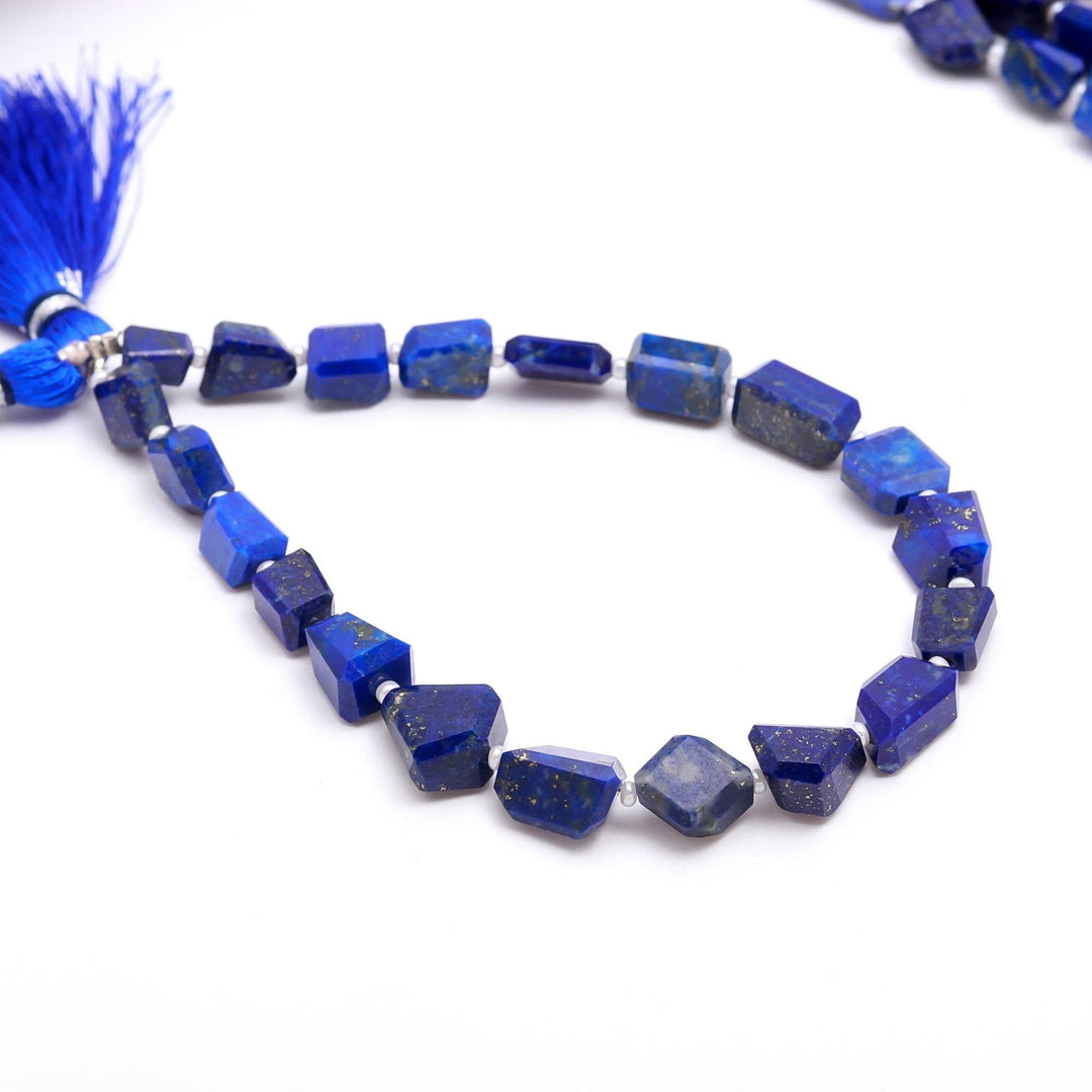 Natural Lapis Lazuli Faceted Tumble Beads: 8" Gemstone Strand