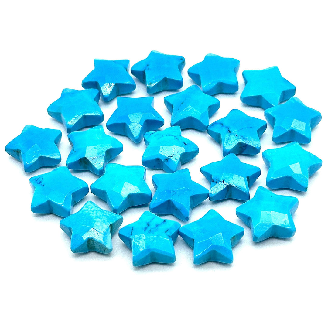 AAA Blue Turquoise Star Briolettes: Faceted Gemstone Beads, 15mm
