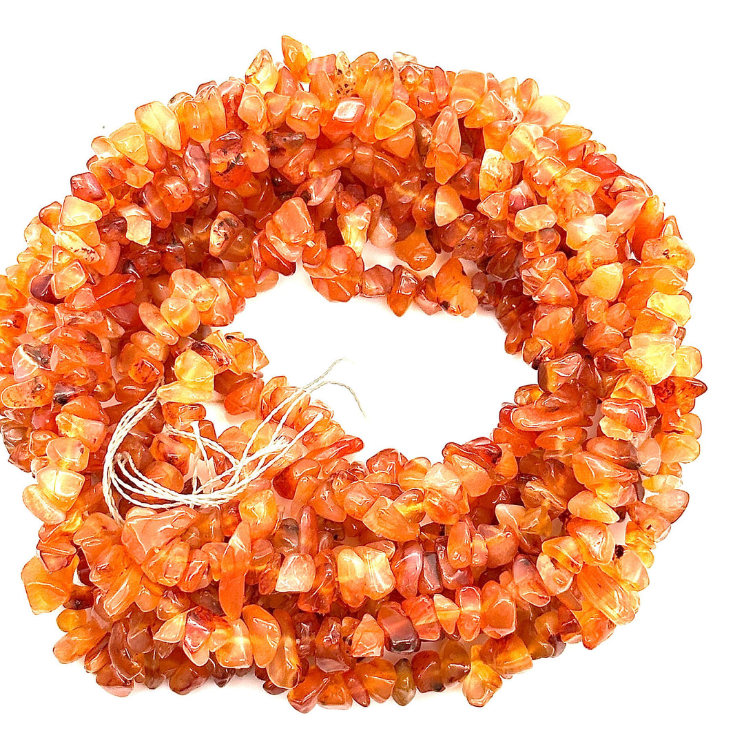AAA Carnelian Uncut Chips Beads, Natural Orange Carnelian Chips Shape Beads, Freeform Uncut Beads for Jewelry Making, 16" Strand, 3-4 MM