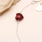 Load image into Gallery viewer, Red Garnet Heart Bracelet, Natural Garnet Faceted Heart Beads Bracelet, January Birthstone Silver Bracelet, Mini Heart Jewelry, Girls Gifts