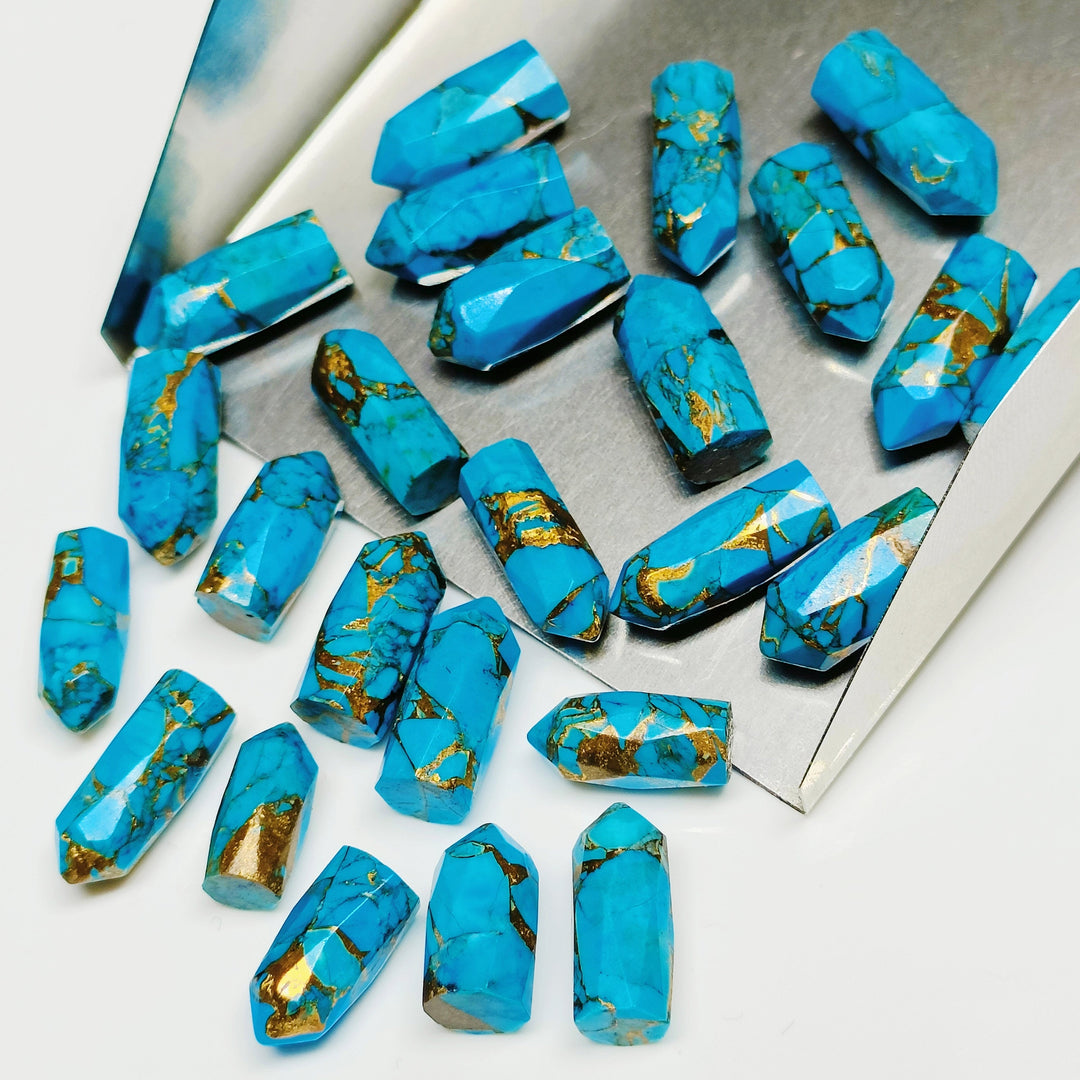 2,3,4,5,6 pcs 100% Copper Turquoise Faceted Pencil ShapeLoose GemstoneCopper Turquoise Loose Gemstone,Gemstone Jewlery 10X6- 13X6 mm