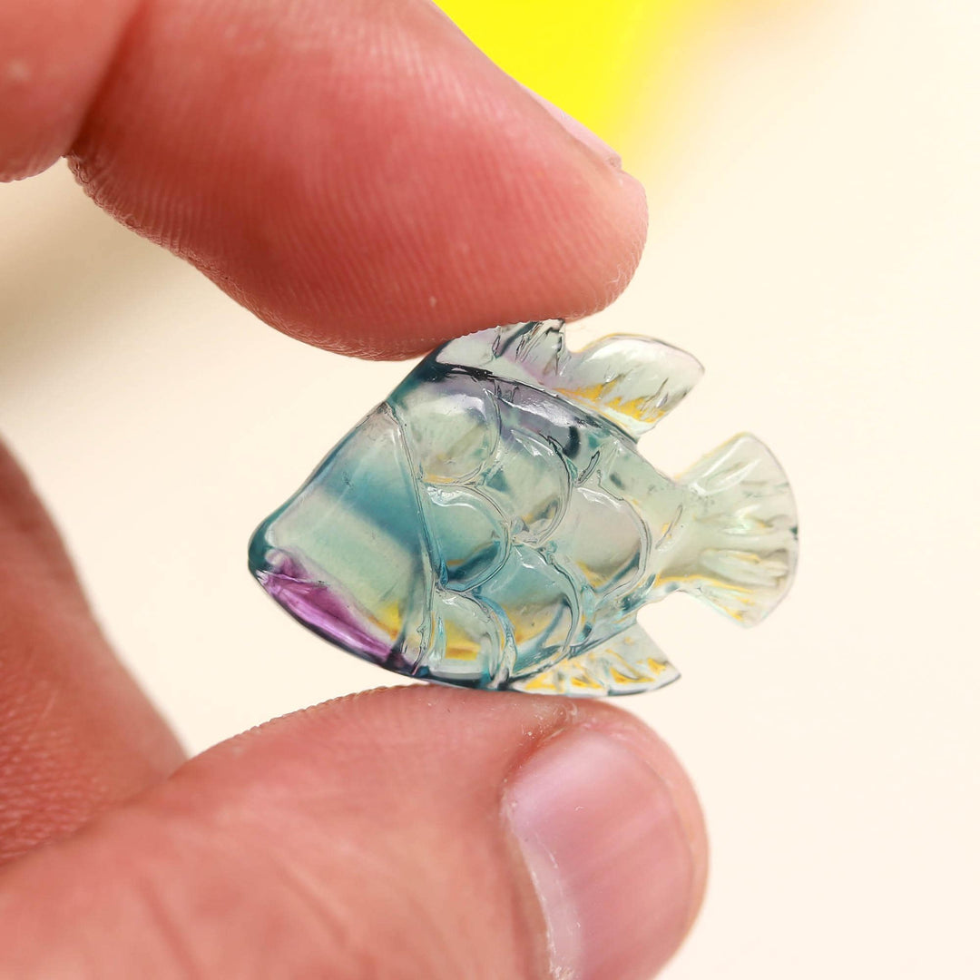 AAA Green Fluorite Fish Shape Stone, Natural Fluorite Sea Fish for Jewelry Making, Crystal Gifts 22 MM