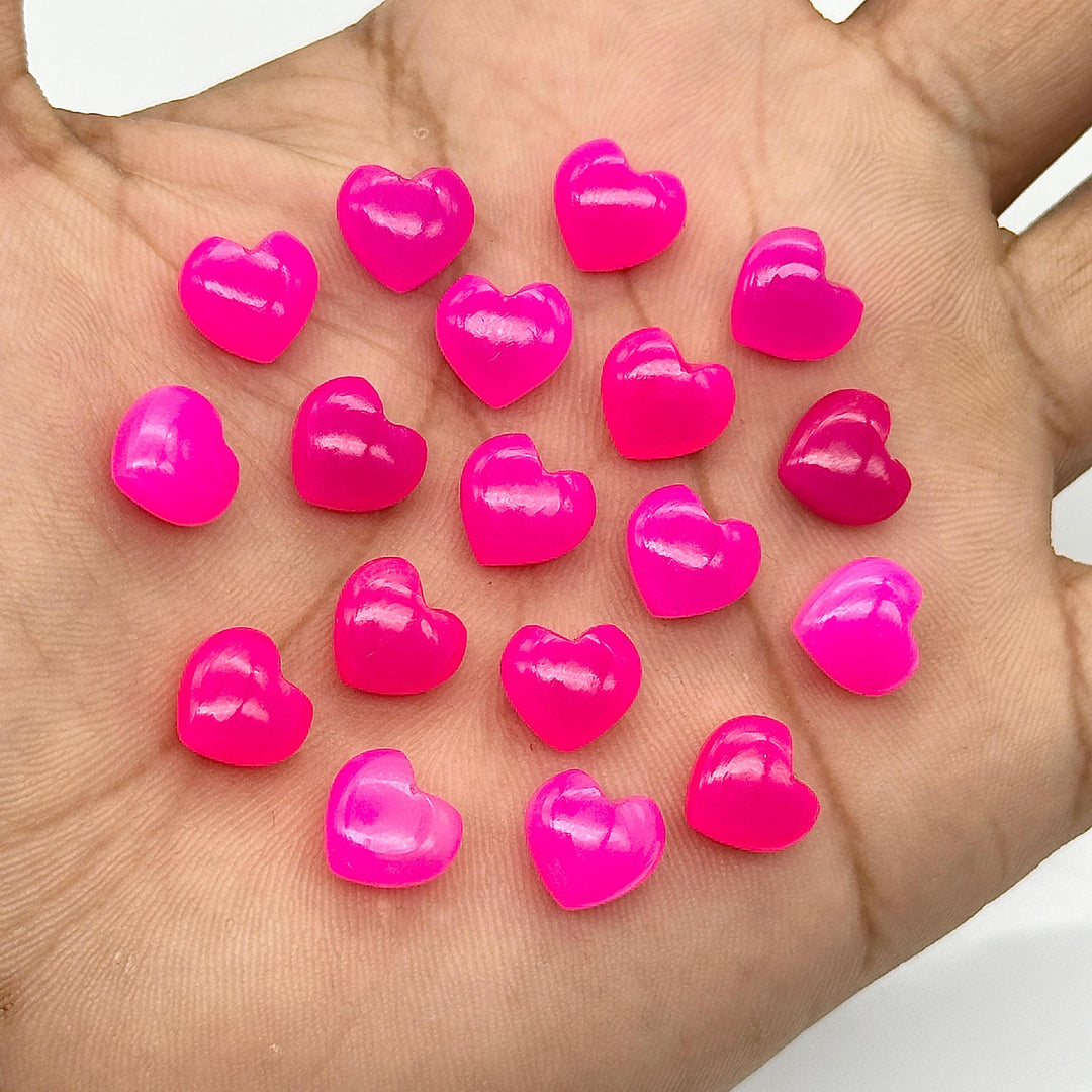Dazzling Hot Pink Chalcedony Heart Beads, Pink Chalcedony Smooth Heart Shape Beads, Loose Gemstones, 10 MM Heart Charms for Jewelry Making