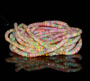 Shaded Pink Ethiopian Opal Faceted Rondelle Beads, Multi Fire Welo Opal Beads for Jewelry Making, 4 - 4.5 MM