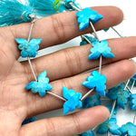 Load image into Gallery viewer, Blue Turquoise Butterfly Beads, AAA Turquoise Faceted Butterfly Gemstone Briolette's, Blue Butterfly Charms For Jewelry 14x10 MM