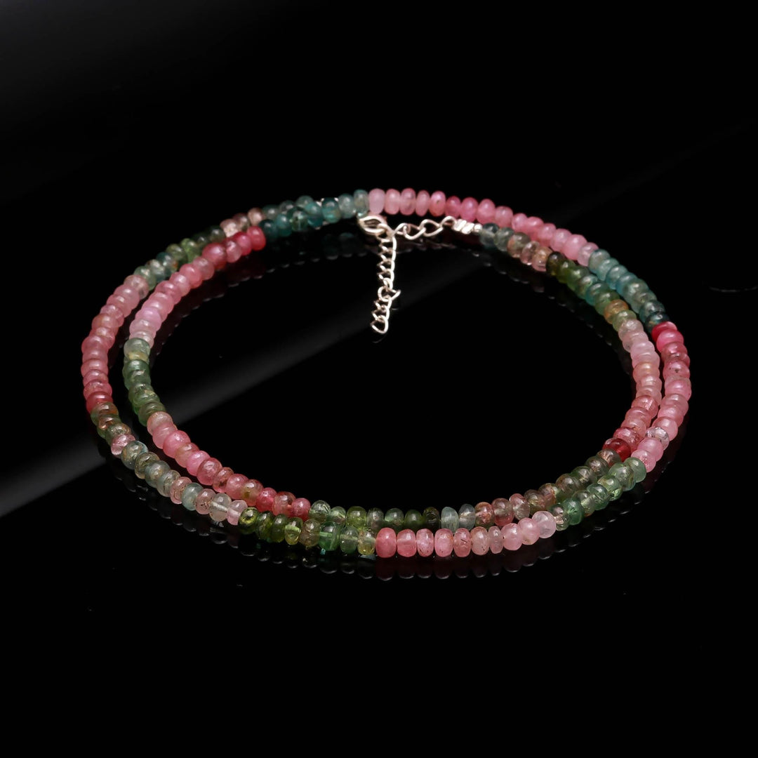 Smooth Tourmaline Beaded Necklace ~ Wedding Necklace for Women's ~ Watermelon Gemstone Beads Jewelry by Agarwalgemscreations