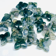 2,3,4,5 Pcs Natural Moss Agate Hand Carved Flower Shape Gemstone - Carved Flower Shape Gemstone For Jewelry - Fancy Flower Carving - 15 mm