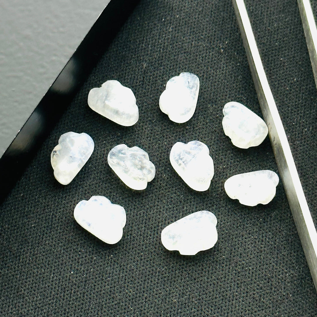 2,3,4,5 pcs Natural Rainbow Moonstone Cloud Shape Smooth Carved Gemstone Jewlery Making, Loose Gemstone, Smooth Gemstone 10X7mm