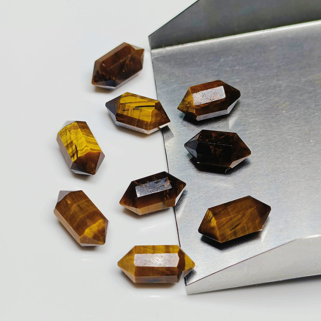 2,3,4,5,6 pcs 100% Natural Tiger Eye Faceted Pencil Shape Loose Gemstone, Tiger Eye Loose Gemstone, Gemstone For Jewellery 10X5 mm