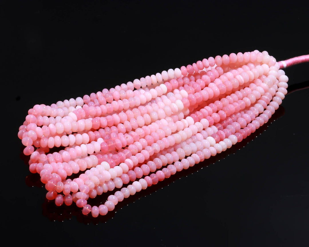 Shaded Pink Opal Smooth Rondelle Beads, Pink Opal Beads for Jewelry Making, Wholesale Loose Opal Beads, 8 MM Dyed Opal for Craft Making