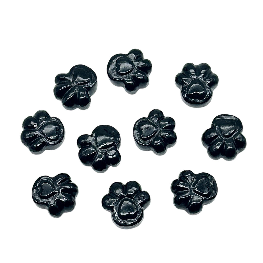 Natural Black Onyx Hand Carved Dog Paw, AAA+ Quality Gemstone Flat Back Paw Carving, 13 MM Paw Charm, Dog Paws for Jewelry & Craft Making