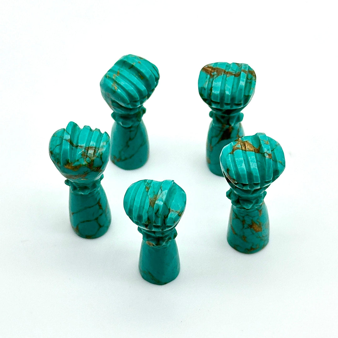 AAA Copper Turquoise Hand Shape Carving, Green Turquoise Punch Shape Stone, 27 MM Loose Hand Fist Charm For Jewelry Making, Hamsa Charms