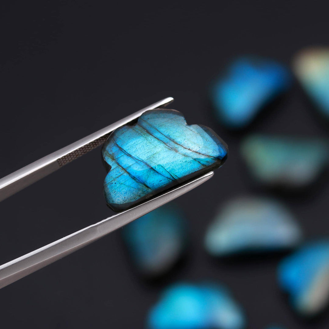 Carved Labradorite Cloud Beads: Flashy Gemstone Jewelry Charms 20mm