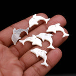 Load image into Gallery viewer, Natural White Pearl Dolphin Shape Carving, Mother of Pearl Dolphin Shape Beads, Top Drill Fish Charms for Jewelry Making, 23 MM, 1 PC