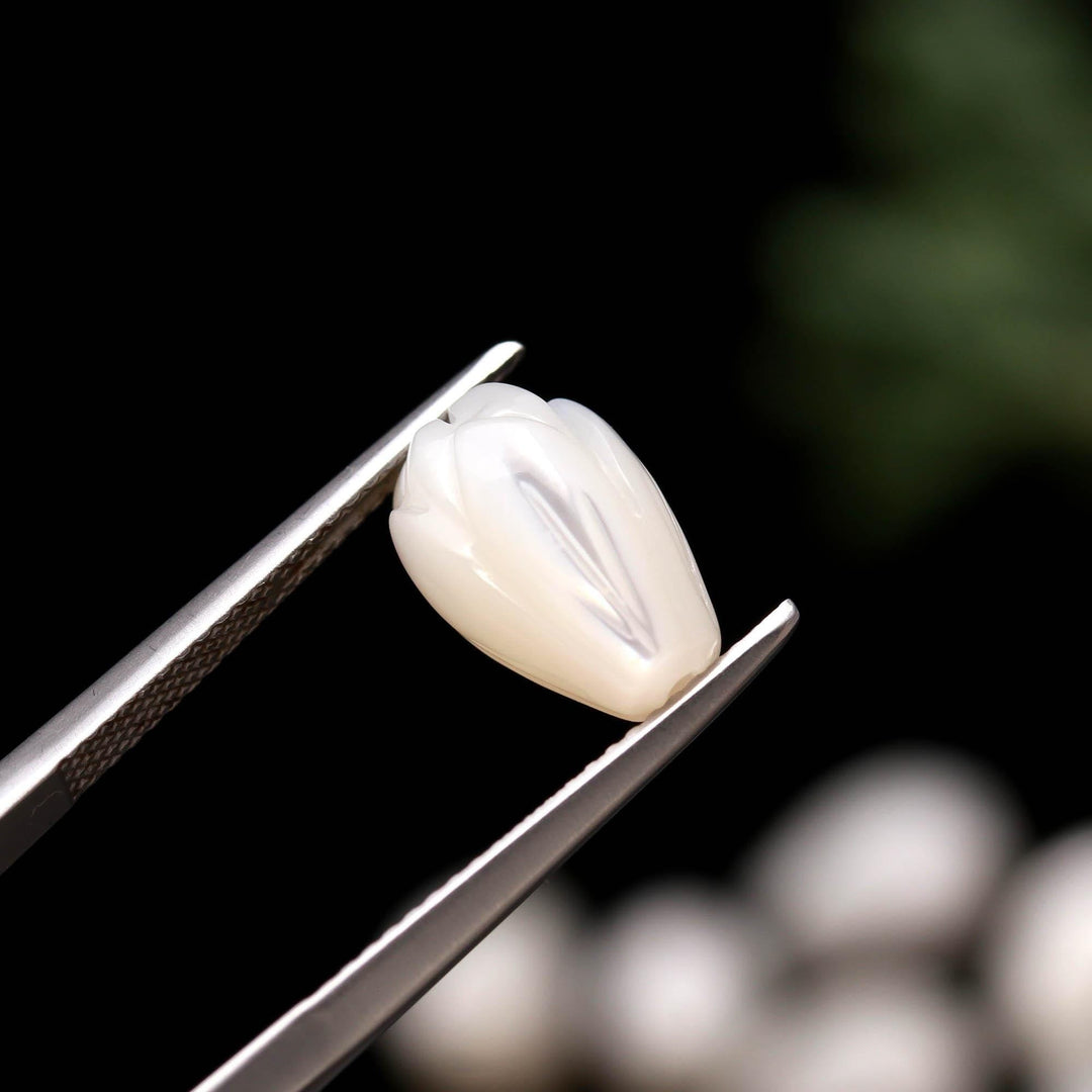 Mother of Pearl Tulip Shape Drill Beads for Jewelry Making, 12 MM Top to Bottom Drill