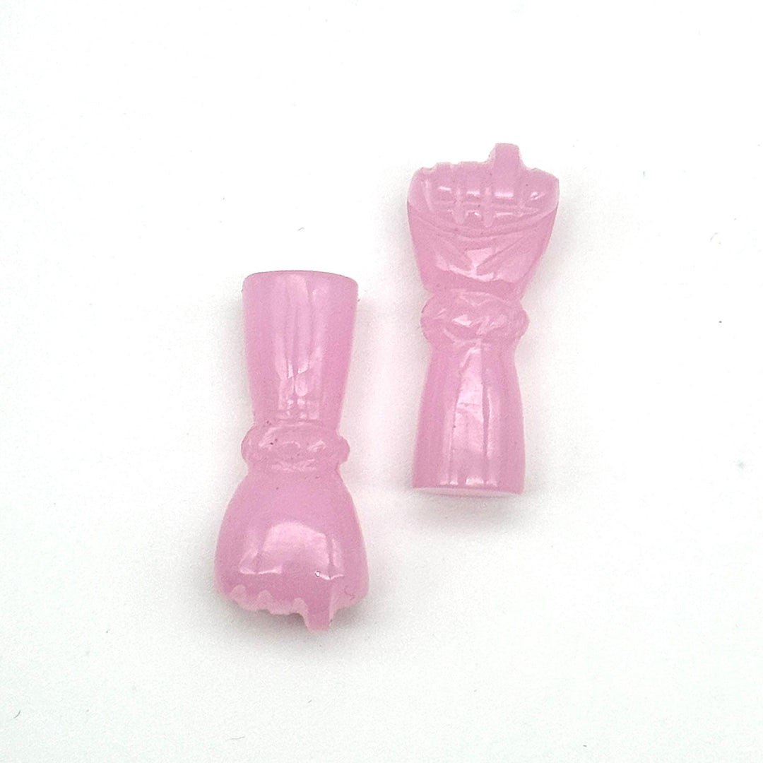 Amazing Pink Chalcedony Hand Shape Carving, Handmade Punch Shape Stone, 27 MM Loose Hand Fist Charm For Jewelry Making, Hamsa Charms Beads