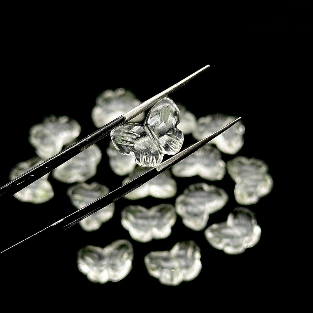Natural Crystal Quartz Butterfly Shape Briolette, AAA Clear Quartz Hand Carved Butterfly Beads, Gemstone Beads, 13 MM Loose Beads Charm