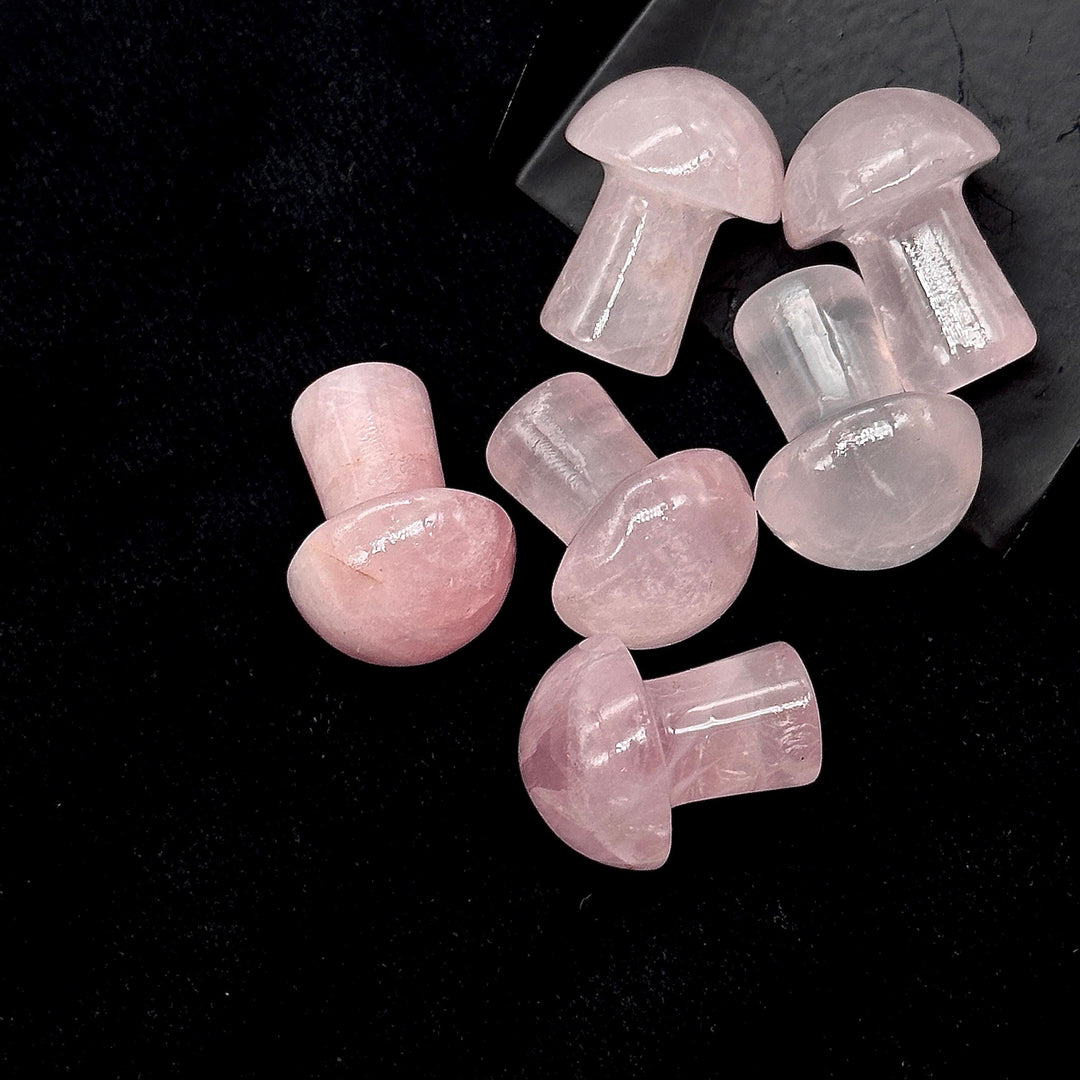 1 pc Mushroom Shape Gemstones, Natural Rose Quartz Mushroom Shape Stone, 22 MM Mushroom Carving Stones, Mushroom Crystal, Healing Crystals