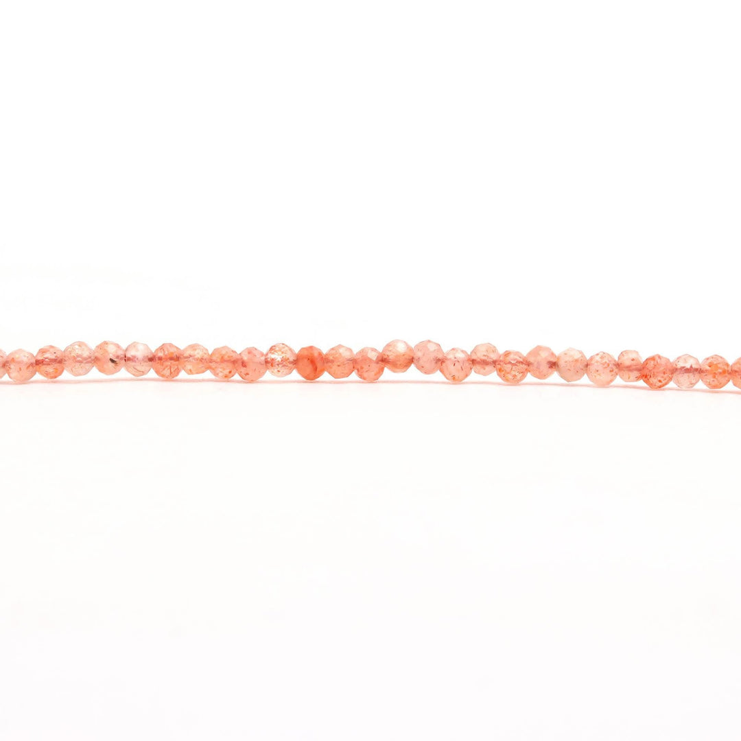 Natural Sunstone Round Beads, Natural Red Sunstone Micro Faceted Beads, 2 MM Beads for Jewelry, 13 Inches, Wholesale Beads, Necklace Making